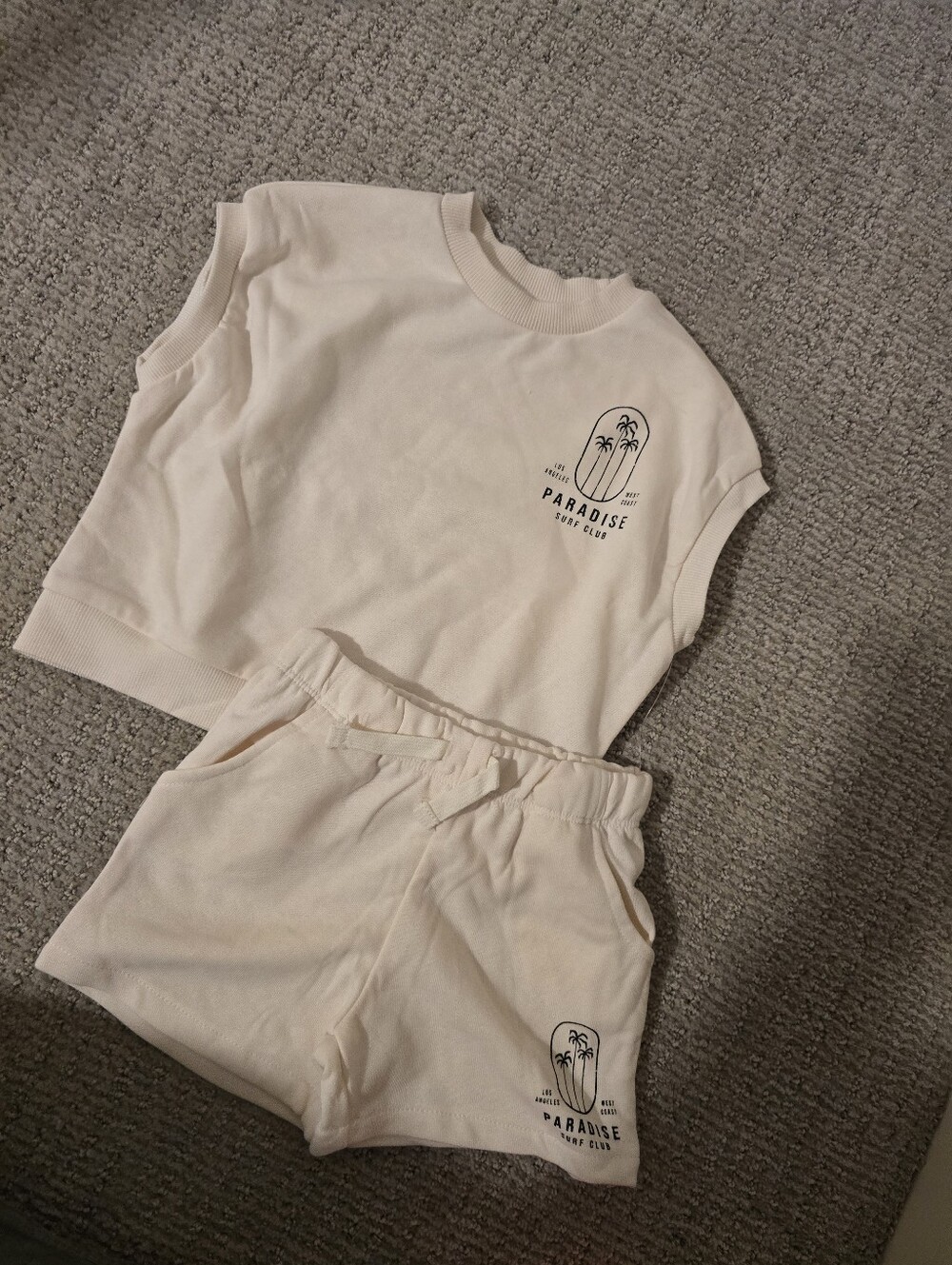 New Kids Paradise Palm Graphic Set - Cream